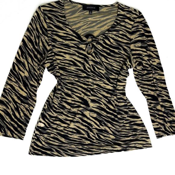Jones new york zebra print top with tie detail - Picture 1 of 8